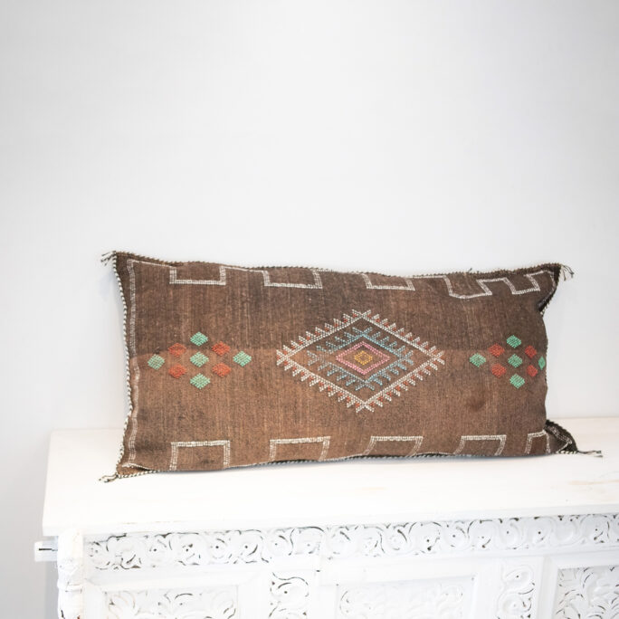 Moroccan Cactus Silk Meditation Cushion Cover - Faded Black - 90x50cm