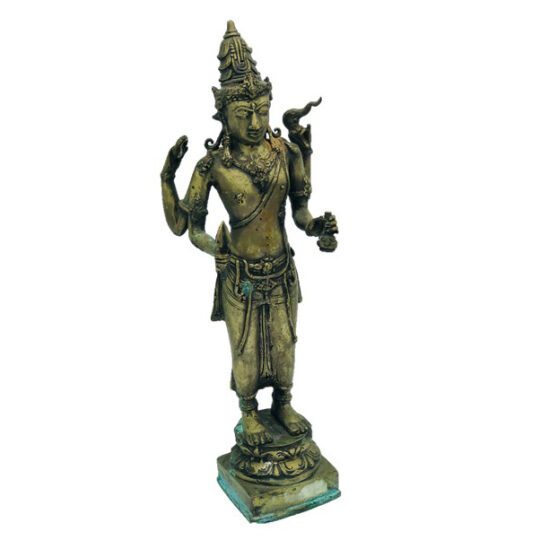 Large Antique 1800s Lord Vishnu Brass Statue - 39cm High
