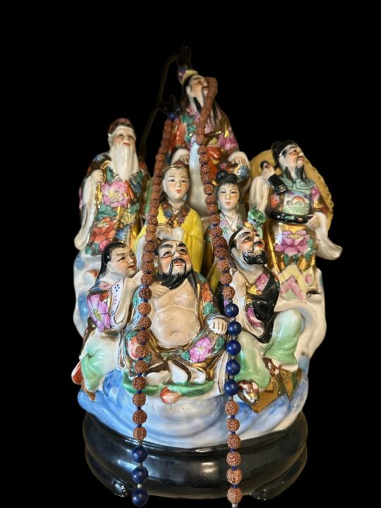 Vintage Chinese Eight Immortals Hand Painted 32cm