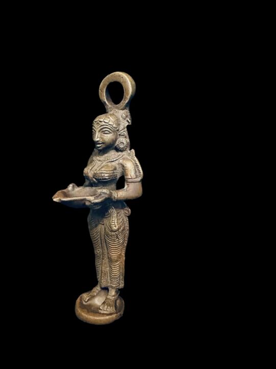 Brass Indian Lakshmi Diva - Vintage Goddess - Image 2